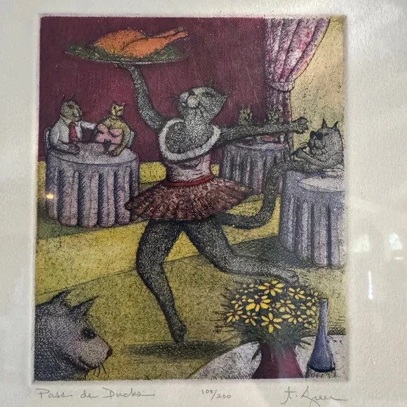 Pass de Duck by T.P. Speer - Limited Edition Cat Art Print 109/200 - Picture 2 of 6